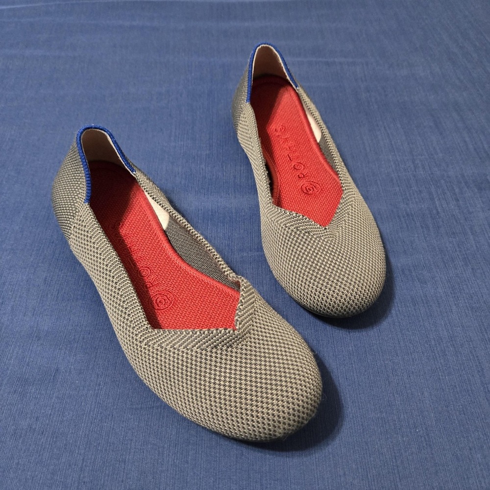 Rothy's Shoes Womens Size 6.5 Gray Knit Ballet Flats Round Toe Casual Comfort